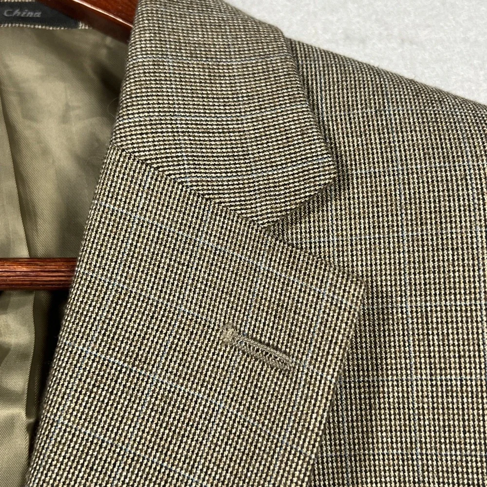 Chaps Ralph Lauren Blazer Tweed Mens 44L Brown Houndstooth Sport Coat